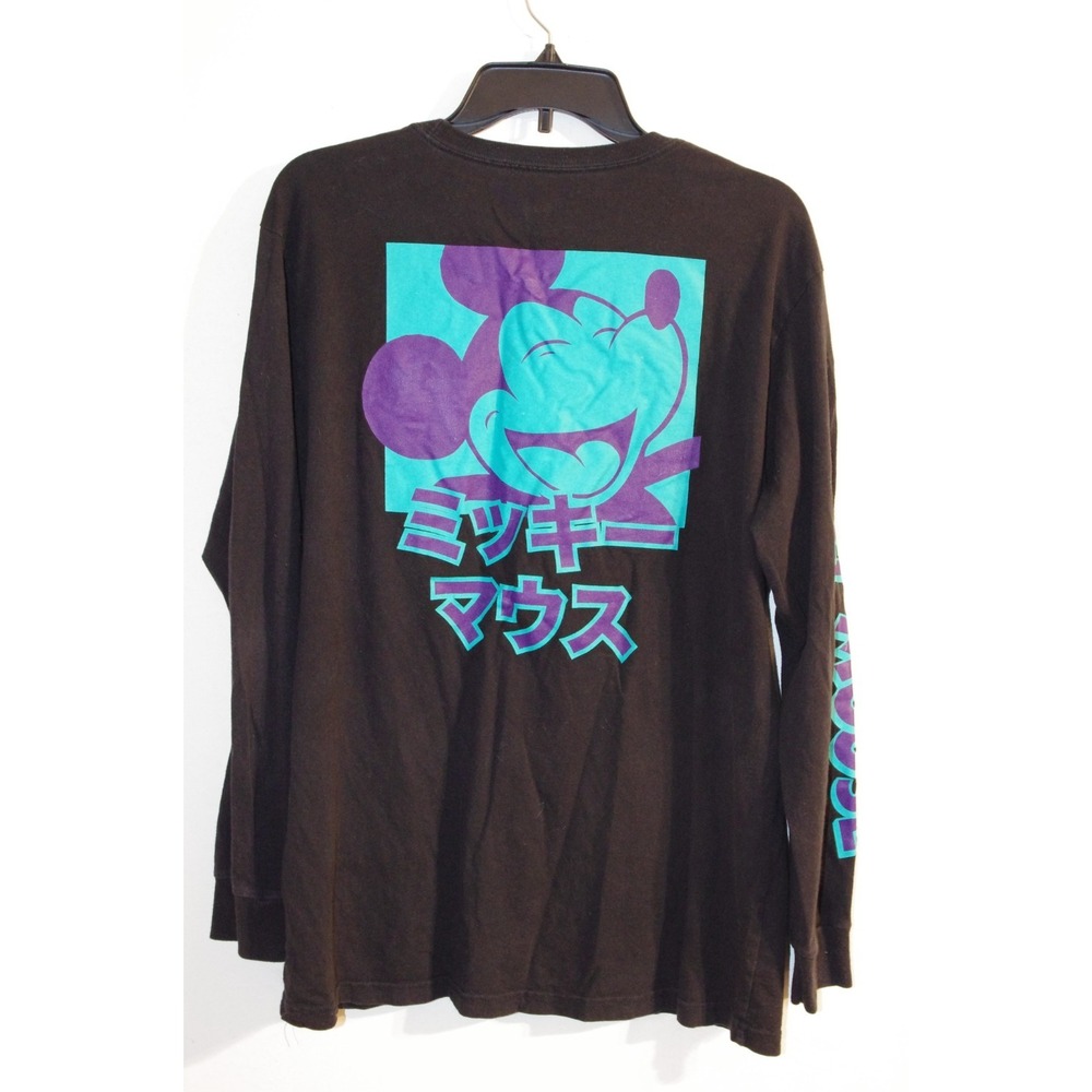Mickey Mouse Purple Teal Mens Large Japan Double Sided T-Shirt Tee Disney